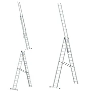 Dwustronna profesjonalna drabina aluminiowa rozstawna wolnostojąca Drabest PRO 3x16 48 szczebli