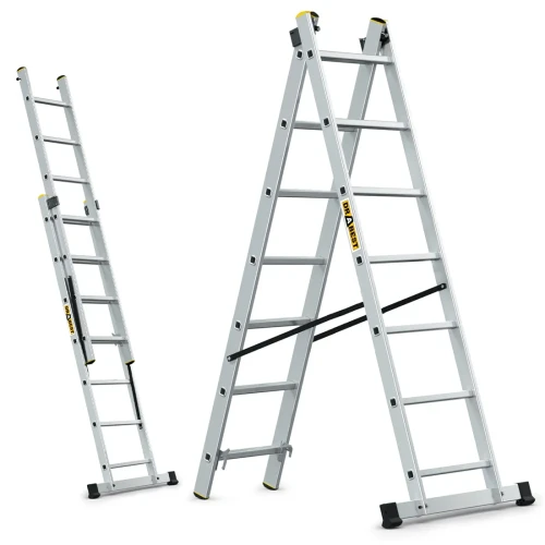 Drabina aluminiowa 2-elementowa DRABEST PRO 2x7 szczebli wys robocza 4,25m