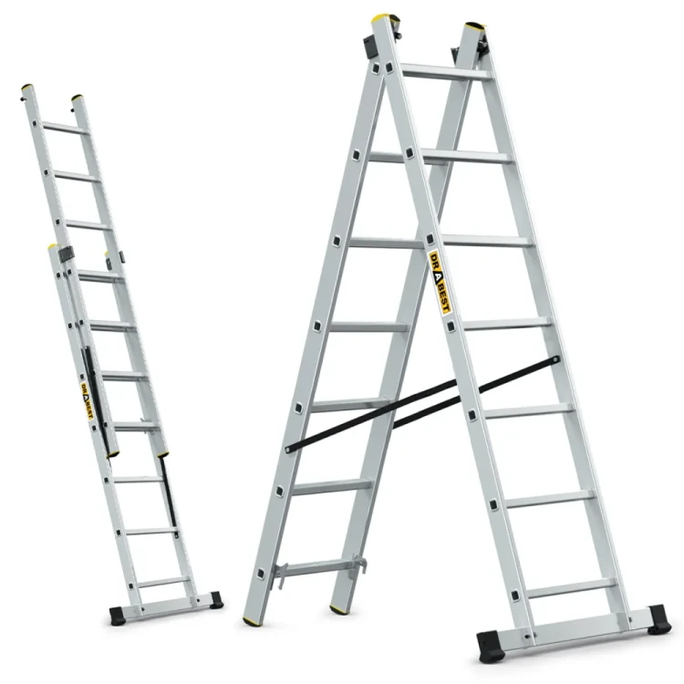 Drabina aluminiowa 2-elementowa DRABEST PRO 2x7 szczebli wys robocza 4,25m