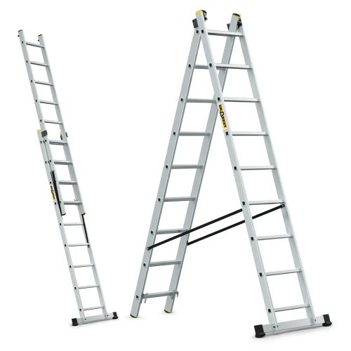 Drabina aluminiowa 2-elementowa DRABEST PRO 2x9 szczebli wys robocza 5,02m