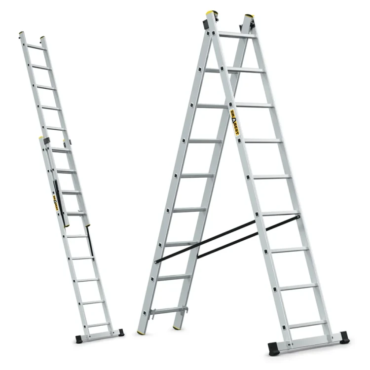 Drabina aluminiowa 2-elementowa DRABEST PRO 2x9 szczebli wys robocza 5,02m