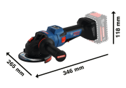 Wymiary i ergonomiczna, smukła konstrukcja szlifierki Bosch EXPERT EXWS18V-15PS