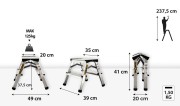 Szeroki podest roboczy 20x34,5 cm drabinki aluminiowej dwustronnej Drabest 2 stopnie