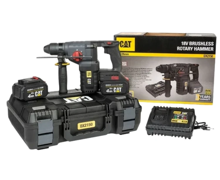 Bezszczotkowa młotowiertarka akumulatorowa CAT DX2150 SDS-Plus o energii udaru 2,8 J
