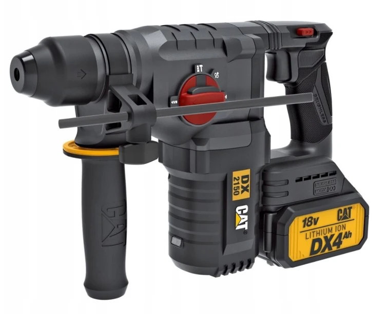 Akumulatorowy młot udarowo-obrotowy CAT DX2150 18V SDS-Plus – zestaw z dwoma akumulatorami 4.0 Ah, ładowarką i walizką