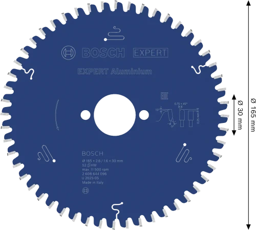 Tarcza pilarska Bosch Expert for Aluminium 165 x 30 mm 52 zęby 2608644096