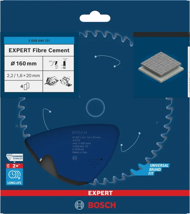 Oryginalne opakowanie tarczy tnącej Bosch Expert Fibre Cement 160 mm nr 2608644121