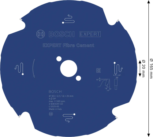 Zbliżenie na zęby diamentowe PCD tarczy Bosch 2608644122 o geometrii TCG
