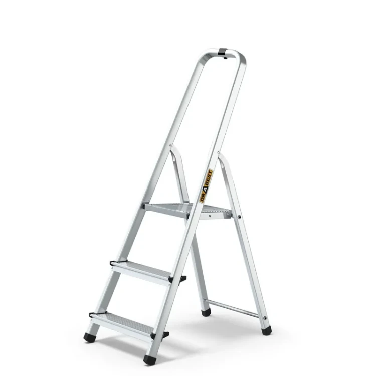 Drabina aluminiowa domowa 3-stopniowa DRABEST HOME 125 kg wysokość robocza 2,54 m