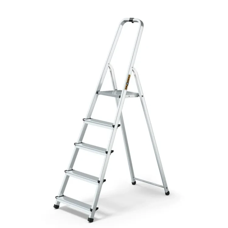 Drabina aluminiowa domowa 5-stopniowa DRABEST HOME 125 kg wysokość robocza 2,97 m