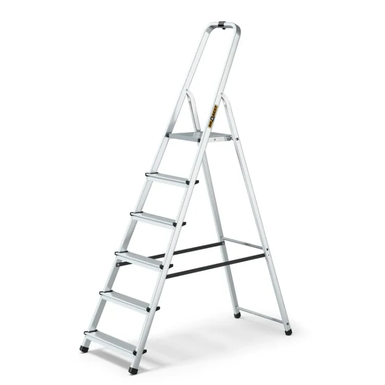 Drabina aluminiowa domowa 6-stopniowa DRABEST HOME 125 kg wysokość robocza 3,19 m