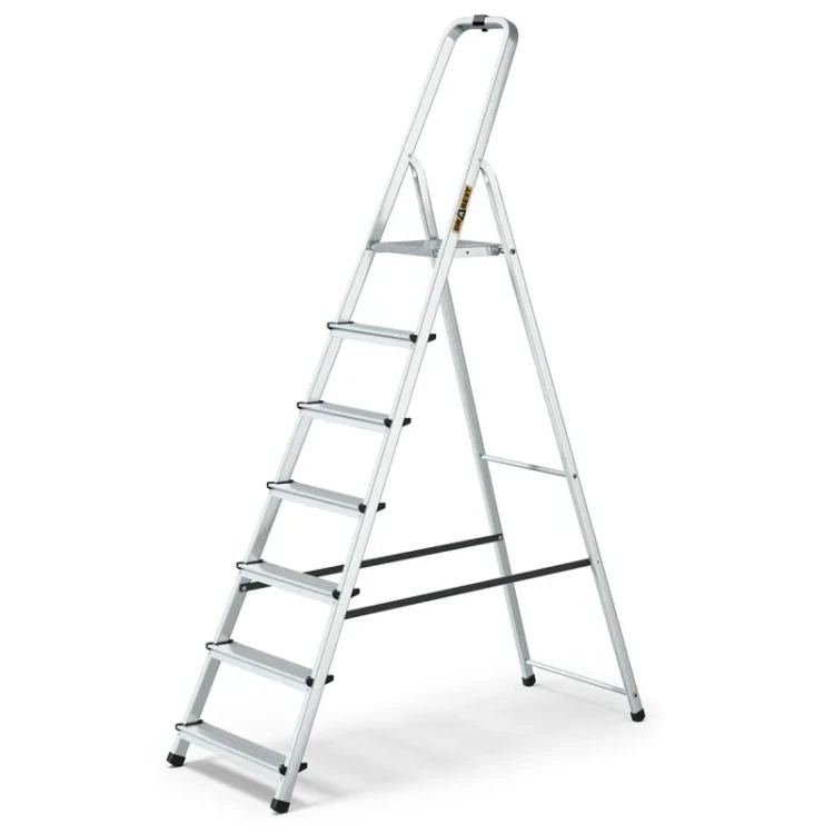 Drabina aluminiowa domowa 7-stopniowa DRABEST HOME 125 kg wysokość robocza 3,40 m