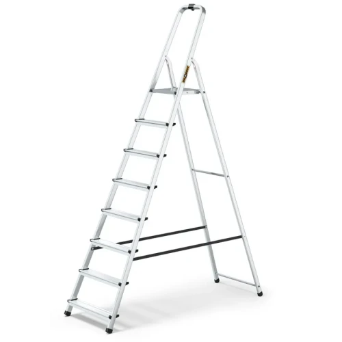 Drabina aluminiowa domowa 8-stopniowa DRABEST HOME 125 kg wysokość robocza 3,62 m