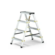 Aluminiowa drabina dwustronna 4 stopni Drabest PRO 150 kg DR-AL-DD4-PRO-Ż+CZ