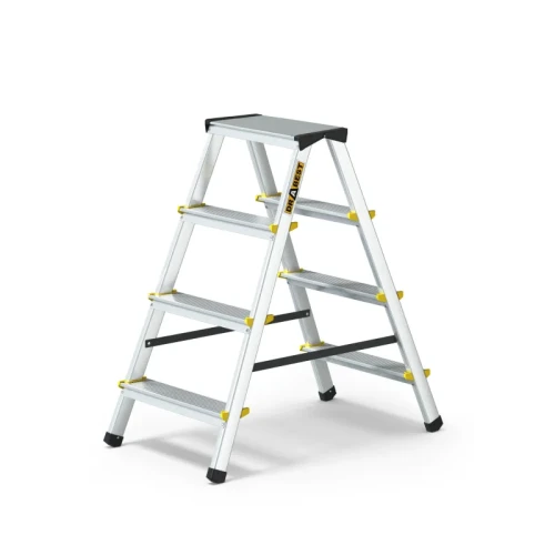 Aluminiowa drabina dwustronna 4 stopni Drabest PRO 150 kg DR-AL-DD4-PRO-Ż+CZ