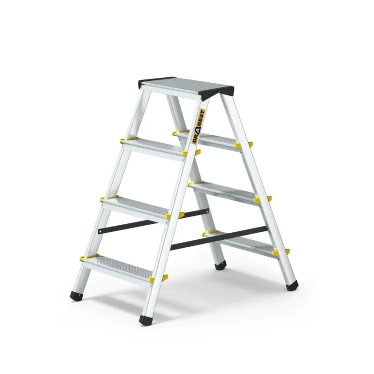 Aluminiowa drabina dwustronna 4 stopni Drabest PRO 150 kg DR-AL-DD4-PRO-Ż+CZ