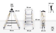 Ryflowane antypoślizgowe stopnie 8 cm z profilem podłużnicy drabiny Drabest PRO 4 stopni