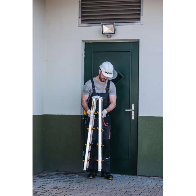 Złożona 5-stopniowa drabina aluminiowa Drabest PRO z profilowanymi stopkami