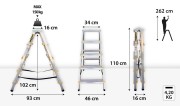 Antypoślizgowe ryflowane stopnie 8 cm z profilem podłużnicy w drabinie Drabest PRO