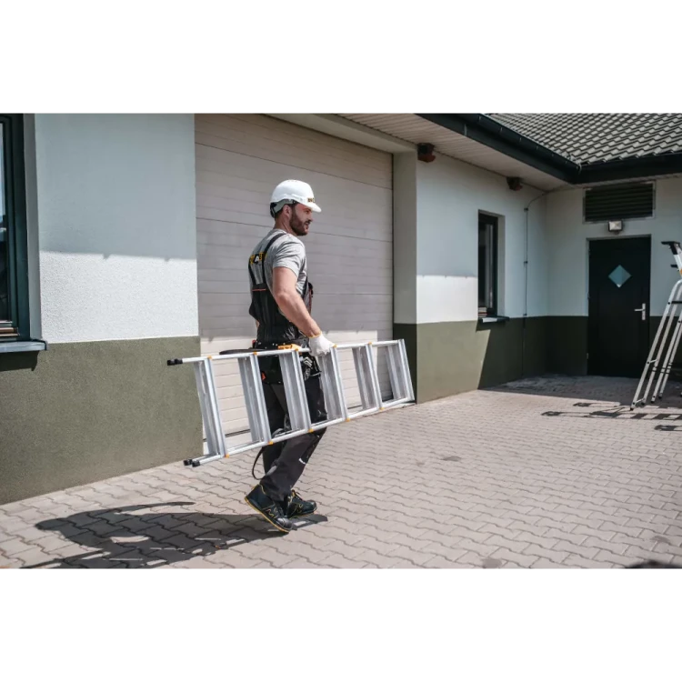 Złożona 6-stopniowa drabina aluminiowa Drabest PRO z profilowanymi stopkami