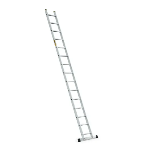 Długa aluminiowa drabina przystawna 15 szczebli ze stabilizatorem 82,5 cm Drabest PRO 150 kg