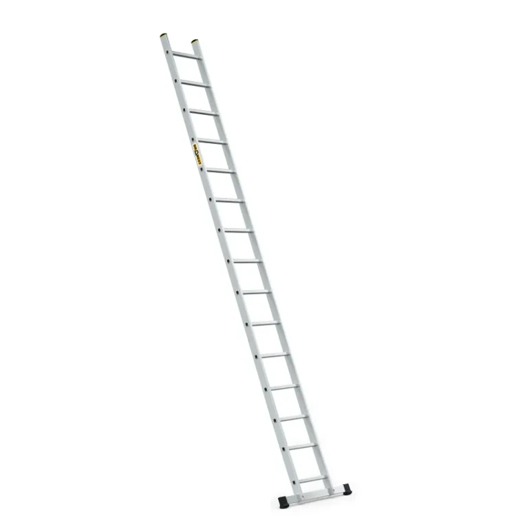 Długa aluminiowa drabina przystawna 15 szczebli ze stabilizatorem 82,5 cm Drabest PRO 150 kg