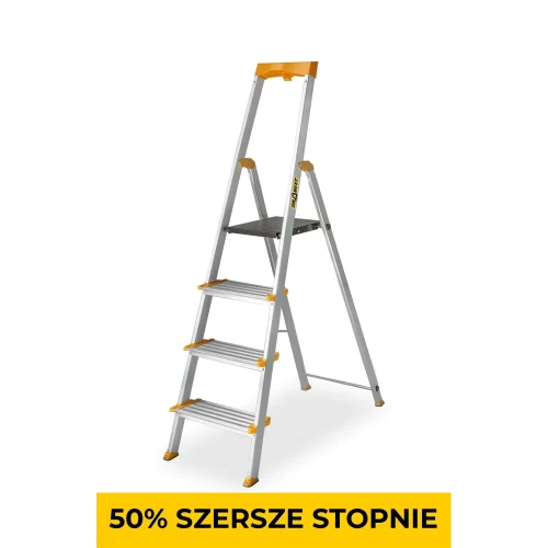 Aluminiowa drabina jednostronna 4 szersze stopnie MAX 150 kg Drabest