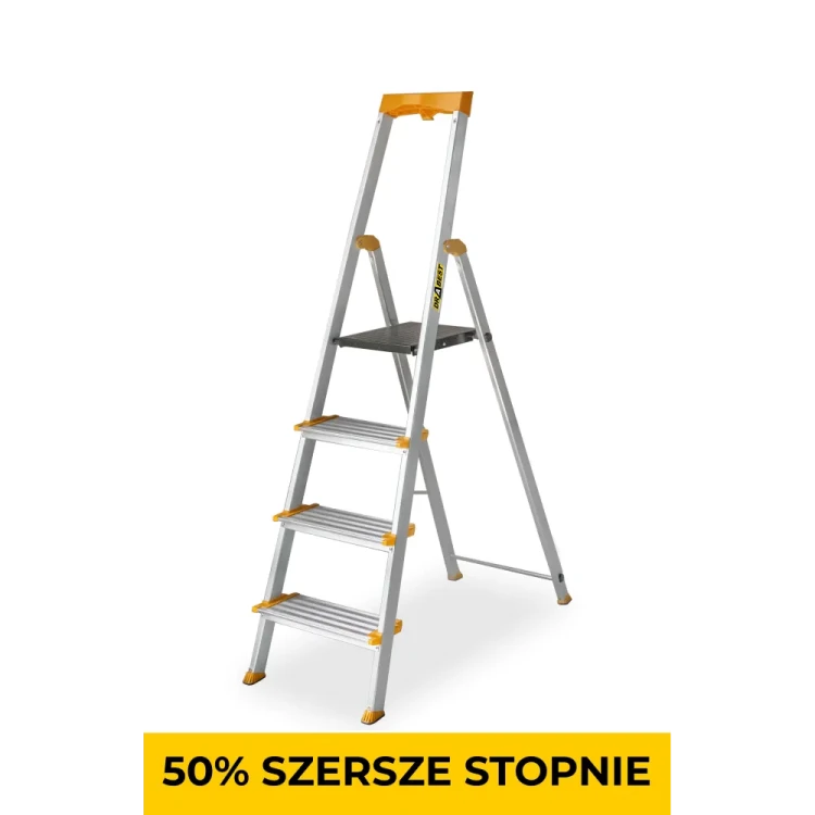 Aluminiowa drabina jednostronna 4 szersze stopnie MAX 150 kg Drabest