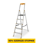 Aluminiowa drabina jednostronna 5 szerszych stopni MAX 150 kg Drabest widok ogólny