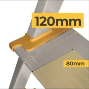 Szerokie ryflowane stopnie antypoślizgowe MAX w drabinie aluminiowej 6-stopniowej Drabest