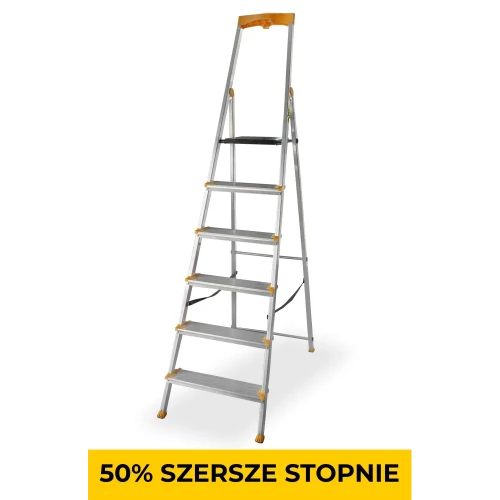 Aluminiowa drabina jednostronna 6 szerszych stopni MAX 150 kg Drabest