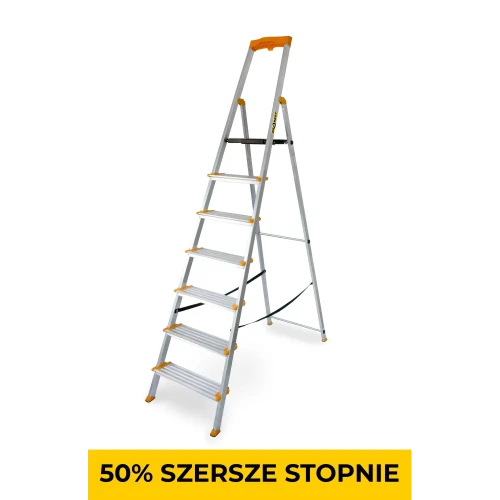 Aluminiowa drabina jednostronna 7 szerszych stopni MAX 150 kg Drabest