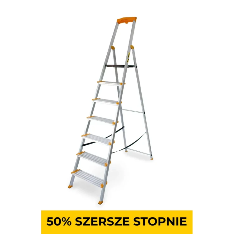 Aluminiowa drabina jednostronna 7 szerszych stopni MAX 150 kg Drabest