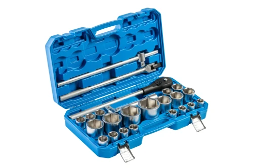 Hogert Technik HT1R511 – zestaw kluczy nasadowych 26 elementów z grzechotką 3/4 cala