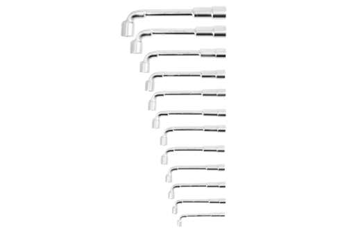 Hogert Technik HT1R501 – zestaw 12 kluczy nasadowych typu L ze stali CrV, rozmiary 8–24 mm w zwijanym etui