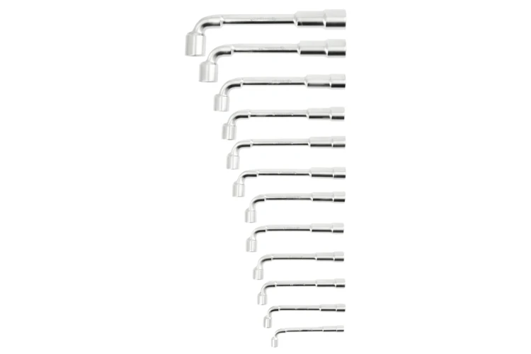 Hogert Technik HT1R501 – zestaw 12 kluczy nasadowych typu L ze stali CrV, rozmiary 8–24 mm w zwijanym etui