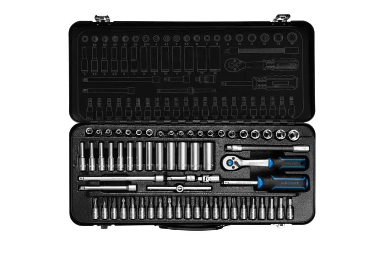 Zestaw nasadek HT1R486 CrV 1/4 cala – nasadki standardowe i długie 4–14 mm