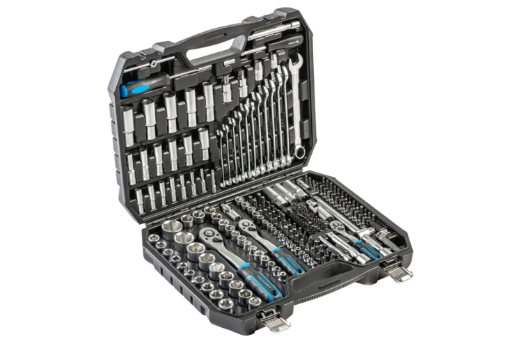 Hogert Technik HT1R244 – zestaw narzędzi nasadowych 222 elementy w walizce