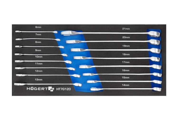 Zestaw kluczy płasko-oczkowych Hogert Technik HT7G120, 16 sztuk, stal CrV