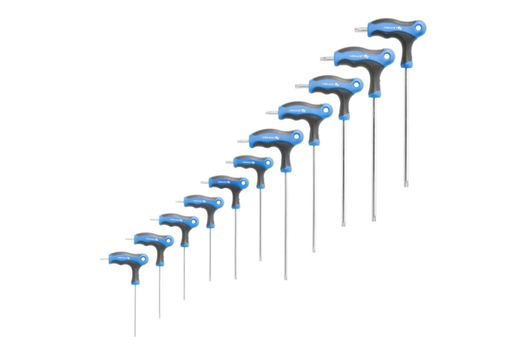 Hogert Technik HT1W881 – zestaw 10 długich kluczy TORX Security typu T ze stali S2, TT8–TT45