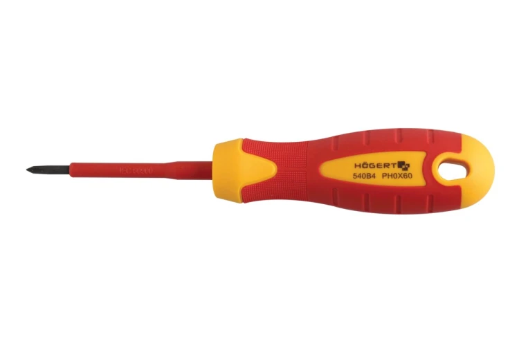 Wkrętak izolowany krzyżowy PH0 60 mm Hogert Technik HT1S920 VDE 1000V ze stali S2