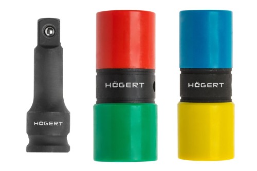 Hogert Technik HT4R006 – zestaw nasadek udarowych dwustronnych 1/2 cala z przedłużką
