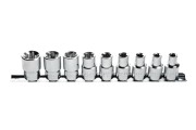 Hogert Technik HT1A880 – zestaw 9 nasadek TORX 1/2 cala ze stali CrV