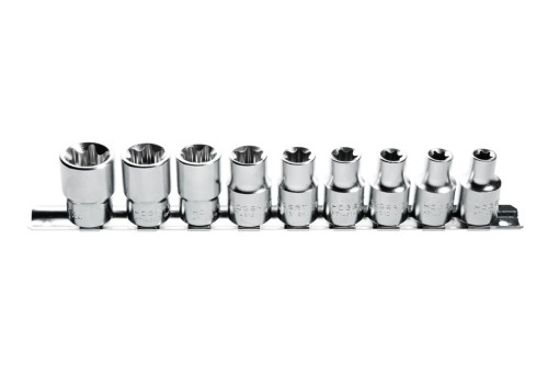 Hogert Technik HT1A880 – zestaw 9 nasadek TORX 1/2 cala ze stali CrV