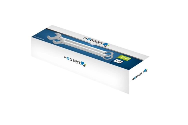 Klucze płasko-oczkowe Hogert HT1W492 ze stali chromowo-wanadowej CrV zgodne z DIN 3113, rozmiary 6–24 mm