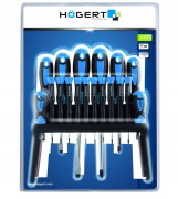 Wkrętaki Högert HT1S098 ze stali stopowej S2, zestaw 18 sztuk do prac montażowych i serwisowych, ergonomiczne rękojeści antypoślizgowe