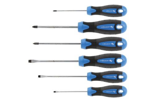 Zestaw 6 wkrętaków Hogert Technik HT1S095 płaskich i krzyżowych ze stali S2