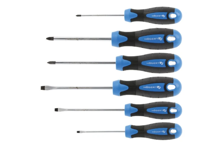 Zestaw 6 wkrętaków Hogert Technik HT1S095 płaskich i krzyżowych ze stali S2