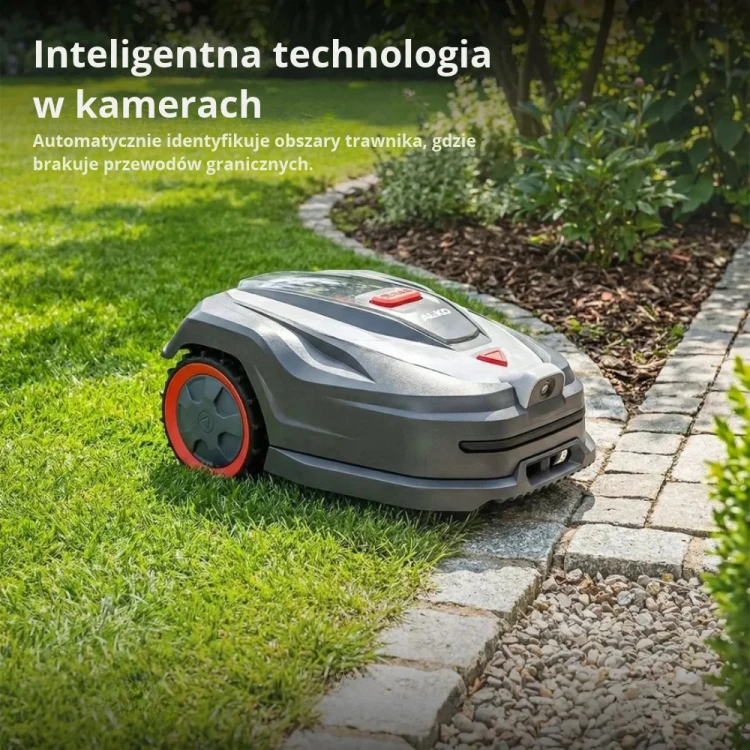 Robot koszący AL-KO Robolinho Vision 500 dokujący w stacji ładującej