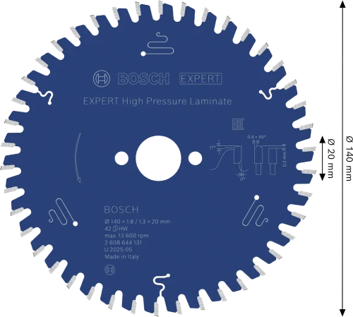 Zęby z węglika Microteq o geometrii HLTCG tarczy Bosch EXPERT High Pressure Laminate 140 mm